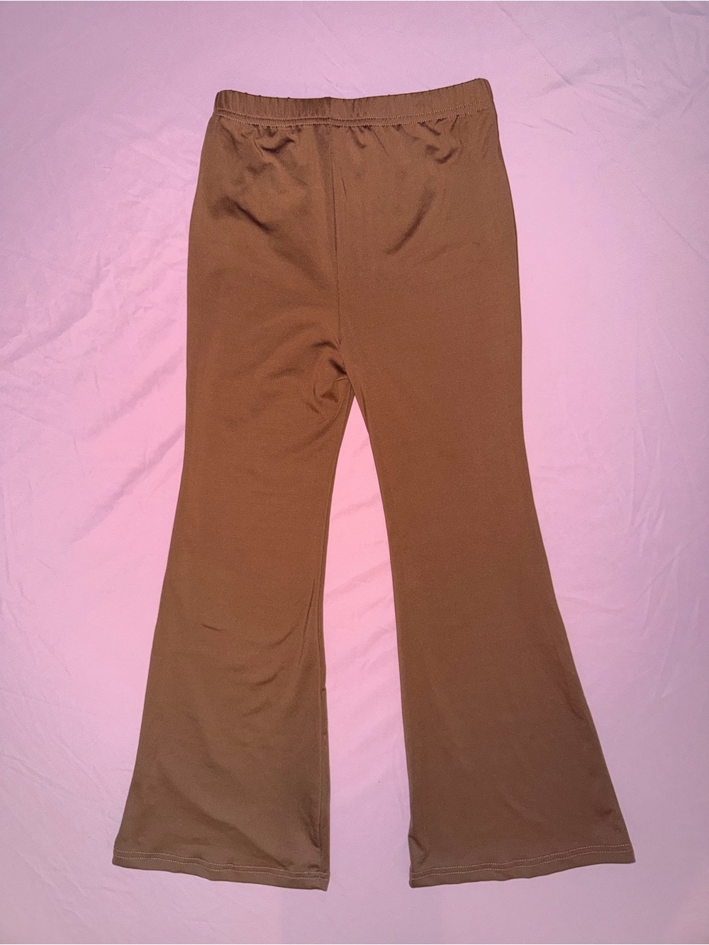 Kids Brown Flared Leggings with Elastic Waistband